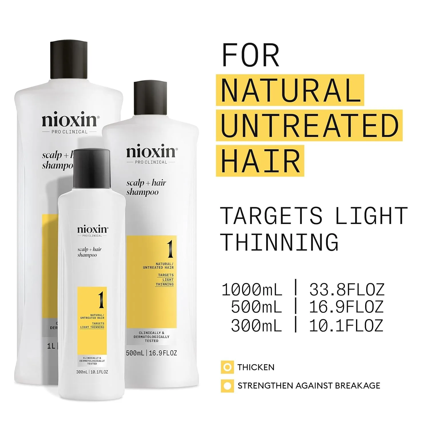Шампунь Nioxin Scalp + Hair Thickening System (.) | Для натуральных или неокрашенных волос с легким истончением | С ниацинамидом и биотином | 950 мл 1000 мл (.) — фото 3