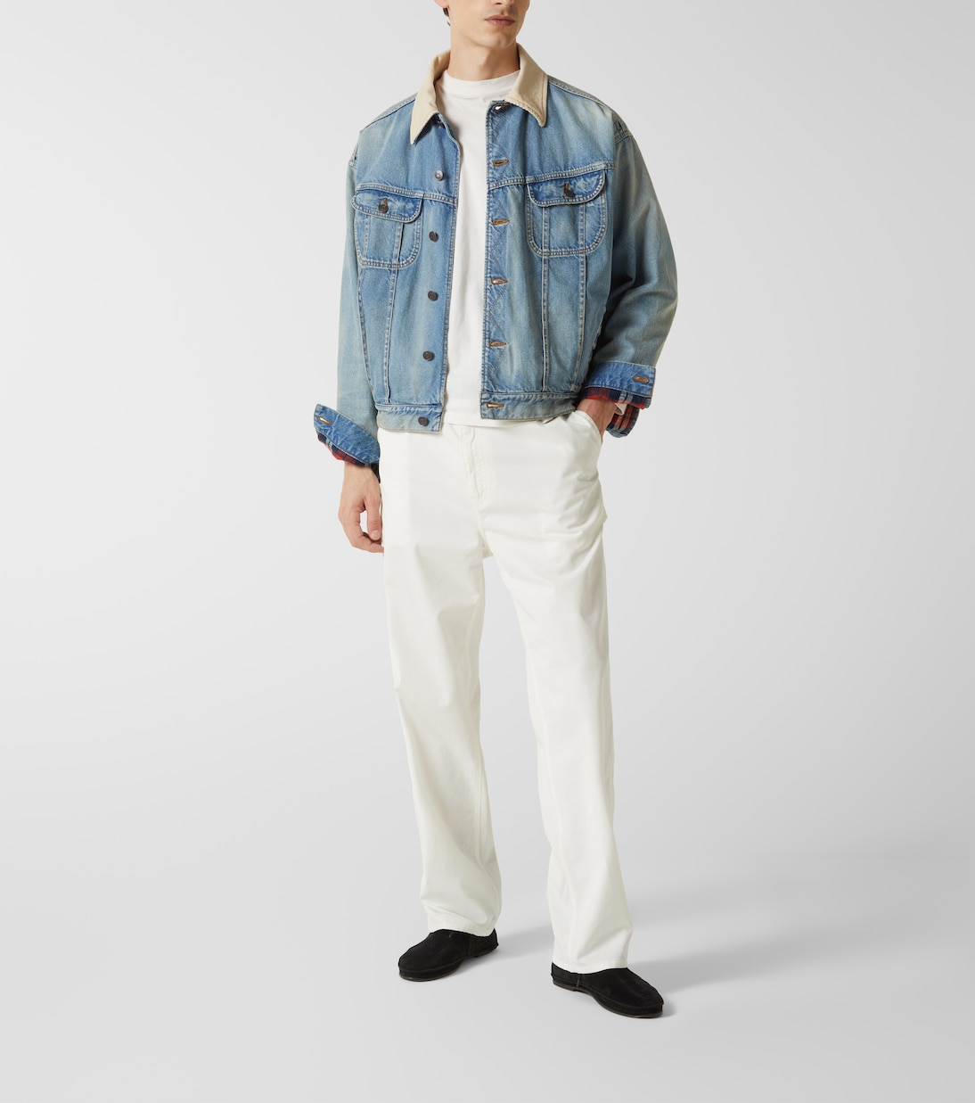 Куртка из денима с отделкой из вельвета Joret The Row, Light Indigo — фото 2