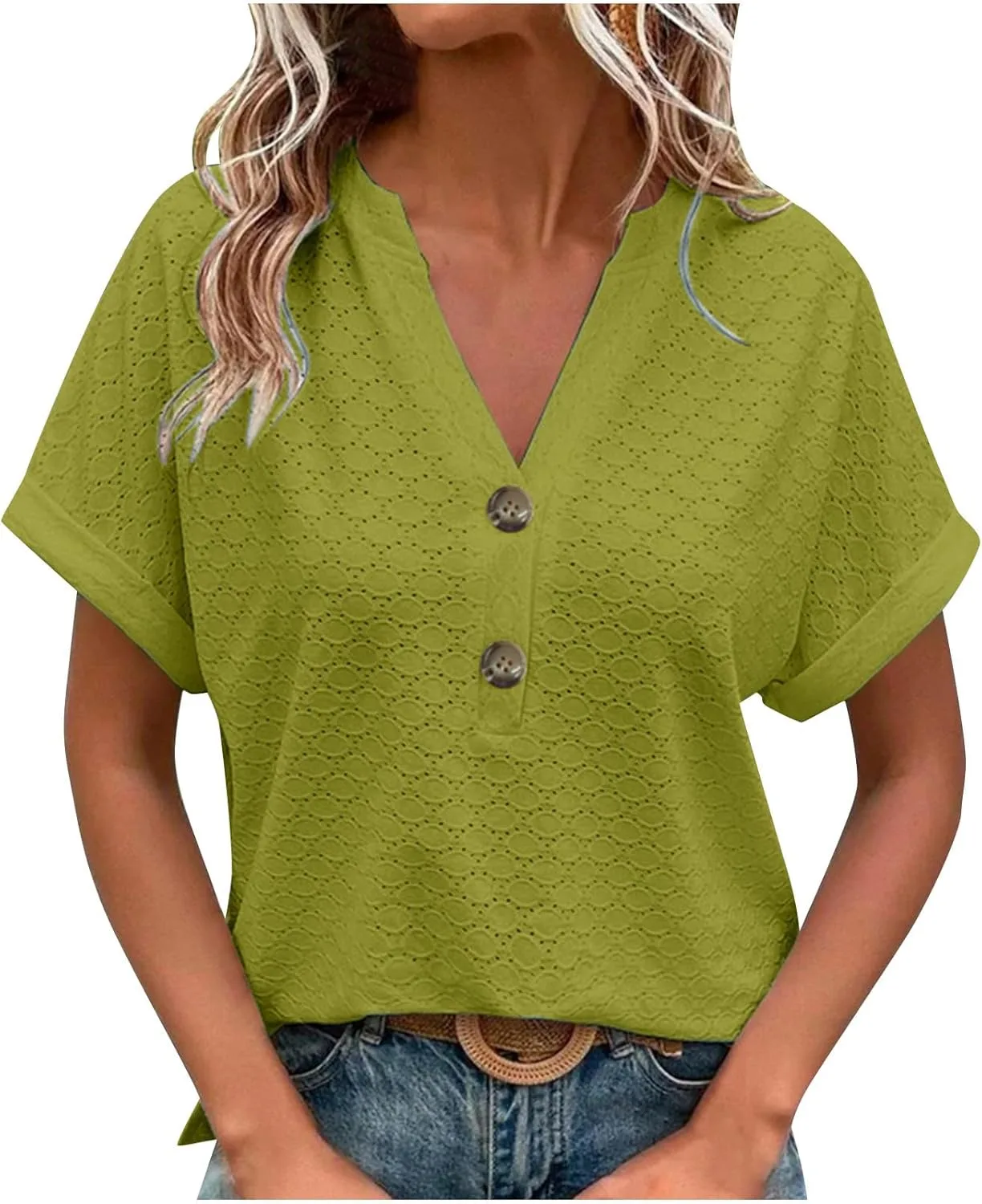 

Летний топ для женщин 2026 с вышивкой "айлет" Floleo