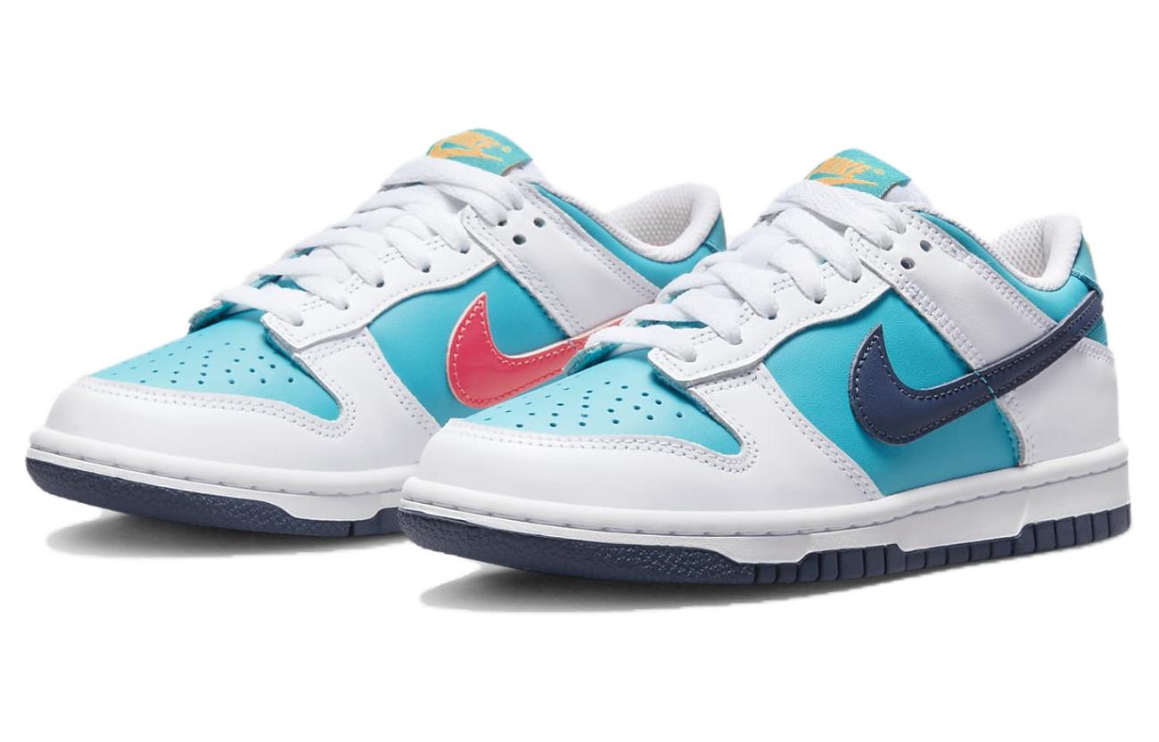 Детские кроссовки Dunk Low Dusty Cactus Thunder Blue Nike, белый/синий/красный — фото 3