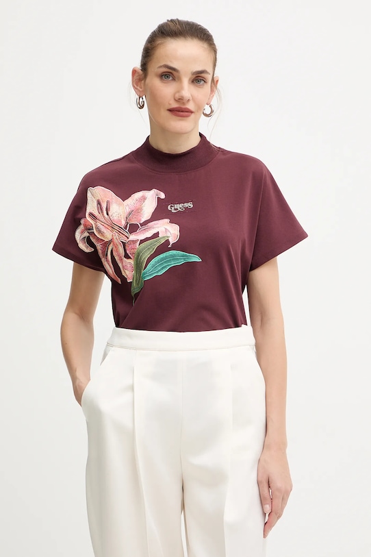 

Футболка LILY из хлопка Guess, бордовый