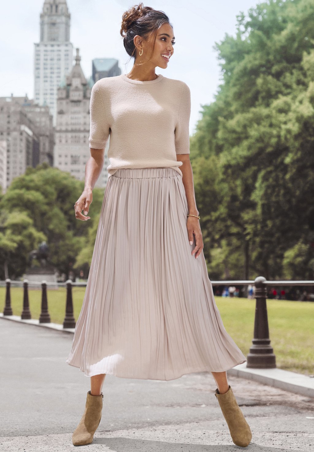 

Юбка плиссированная A-line skirt LASCANA, бежевый