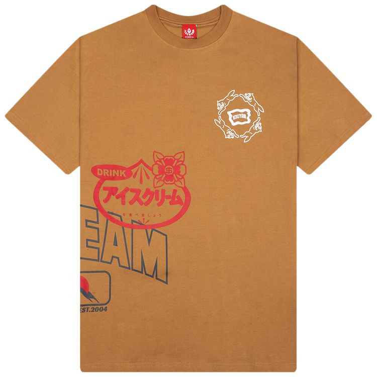 

Вязаная трикотажная футболка оверсайз с короткими рукавами цвета «яблоко и корица» с принтом «мороженое» Icecream, коричневый