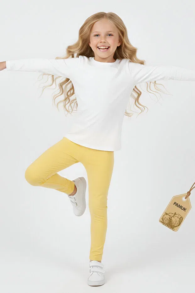 Детские леггинсы для девочек хлопковые Basics Twoo Kids, Yellow — фото 4