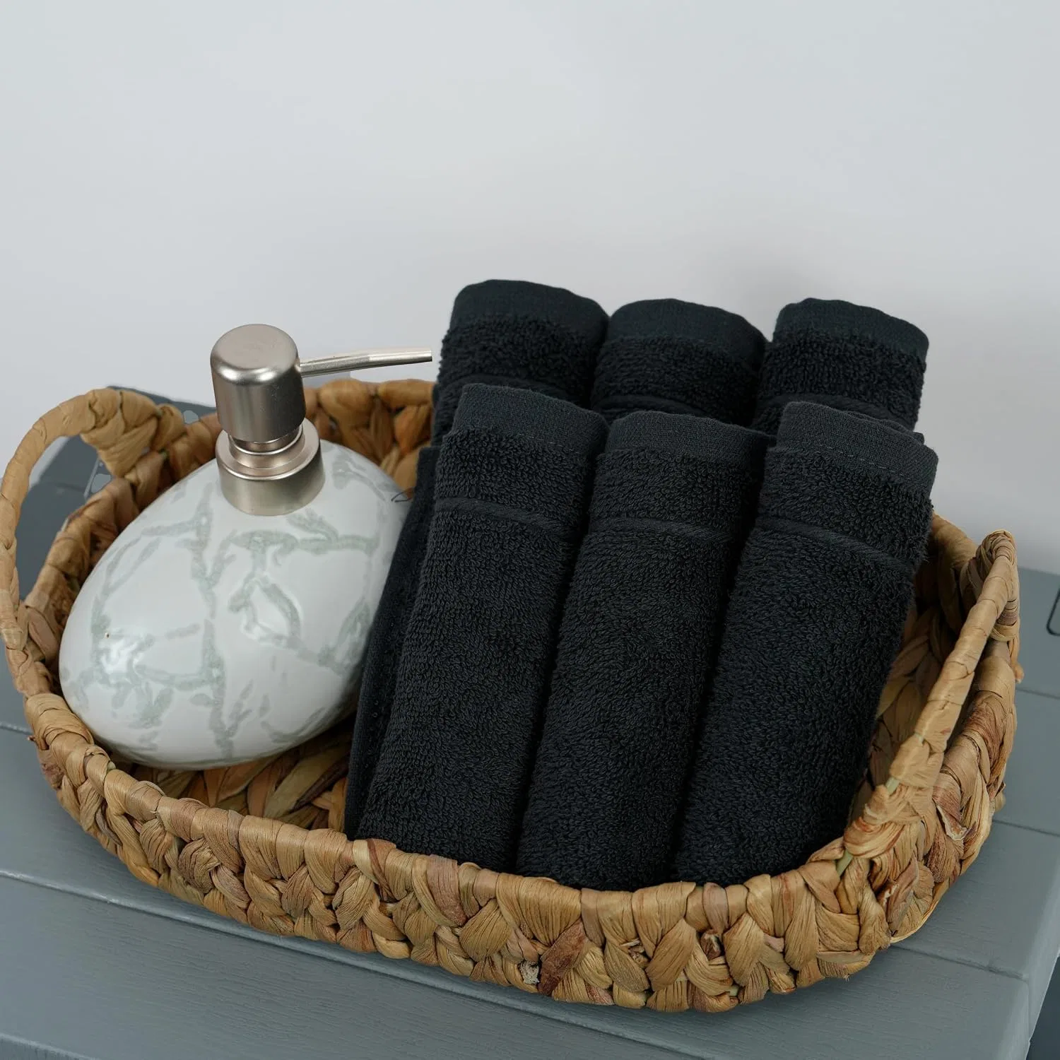 Мочалки Tens Towels, 12 шт, 30,5 x 30,5 см, Черный — фото 3