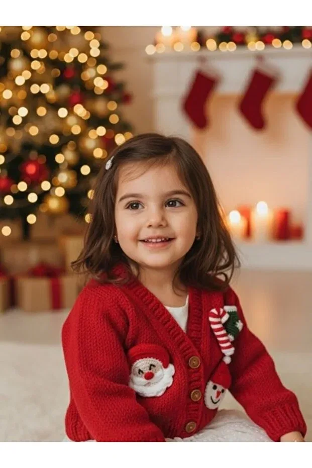 Детский кардиган с ручной вышивкой Special Design Hand-Knitted Figured Children's Cardigan En Home Style, Red — фото 4