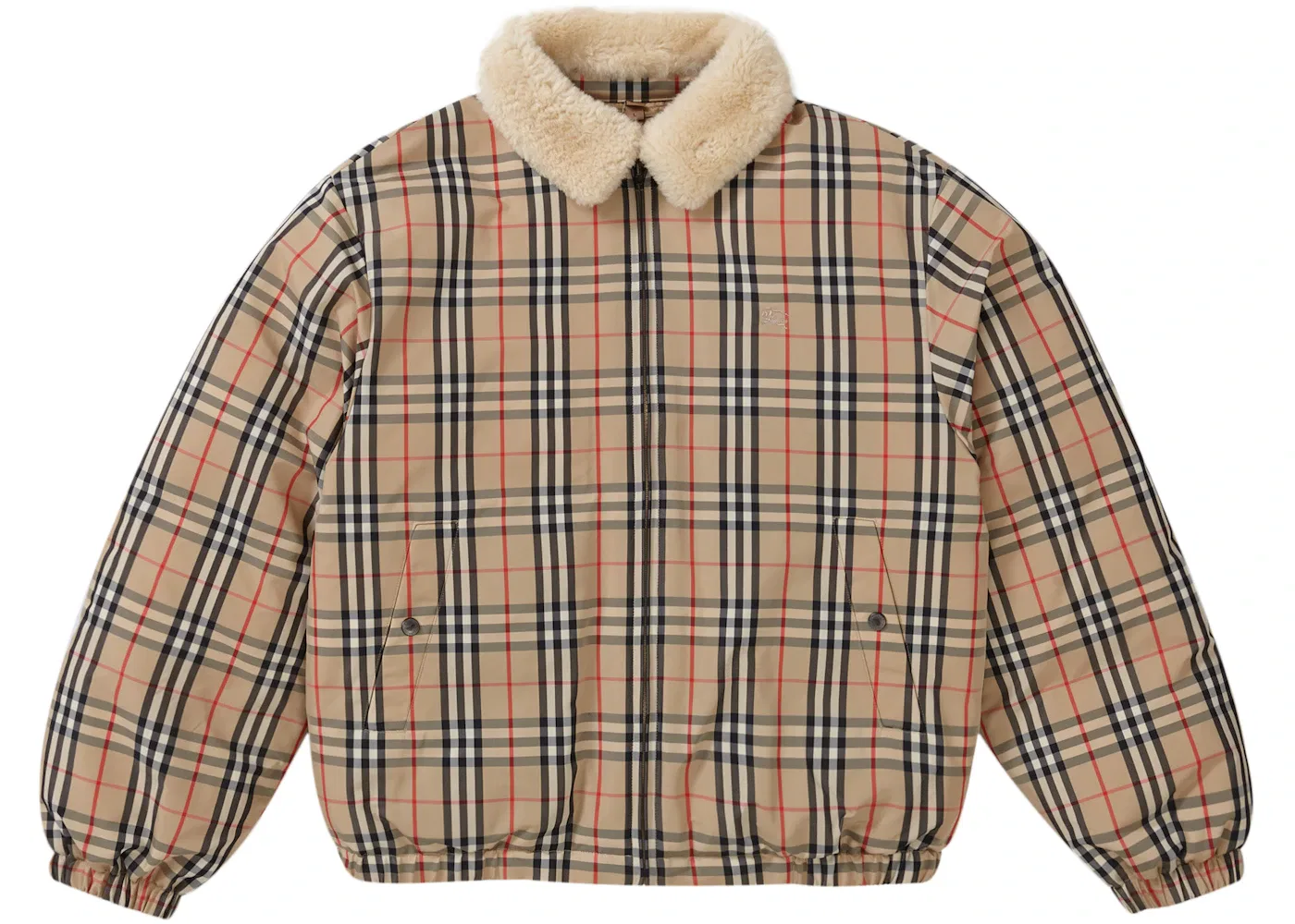 Мужская пуховая куртка с воротником из овчины Supreme Burberry, Beige