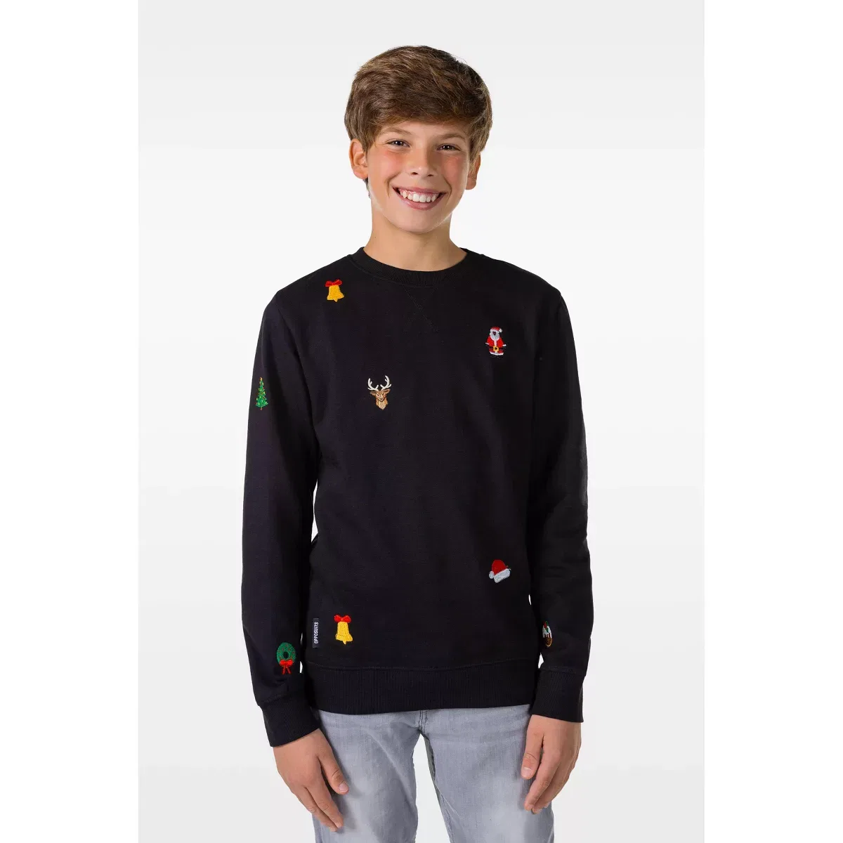 Детский свитер для мальчиков с длинным рукавом X-Mas Icons OppoSuits, Black