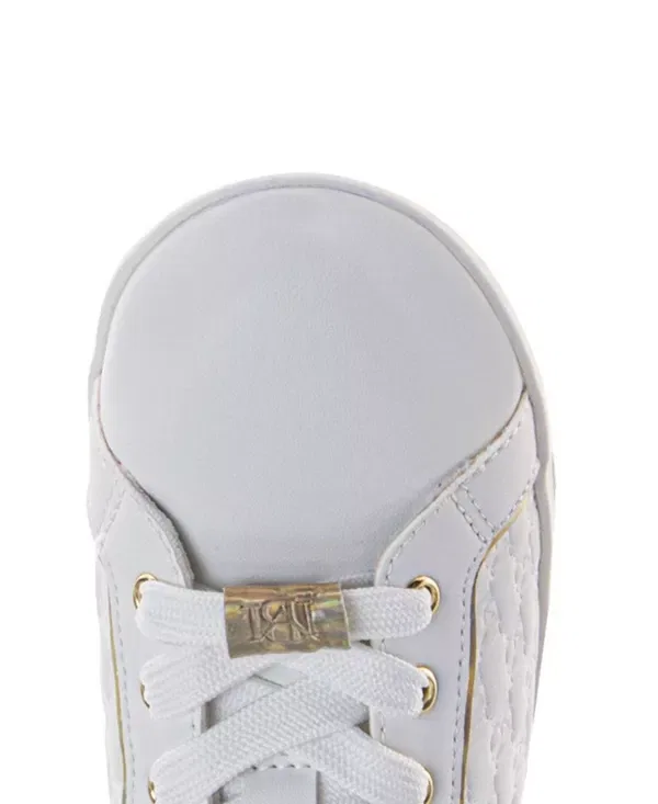 Детские кроссовки для девочек с плетеной текстурой Badgley Mischka, White Gold — фото 3
