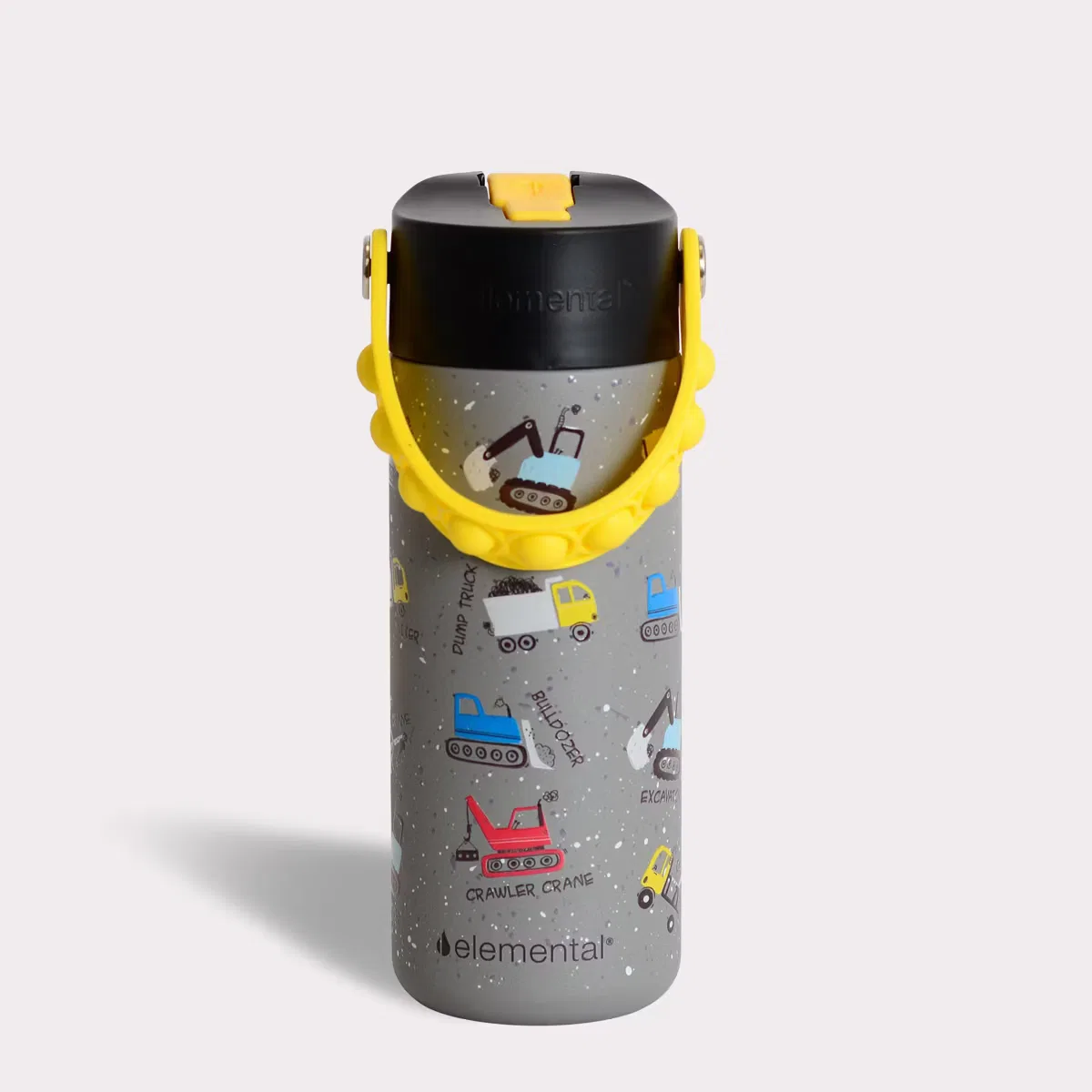 Термобутылка детская 530 мл с трубочкой и ручкой Pop-It Construction Elemental, Construction