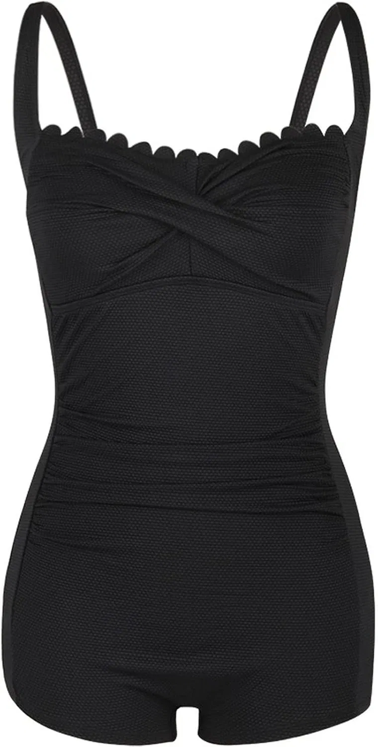 Женский цельный купальник с квадратным вырезом и открытой спиной Black