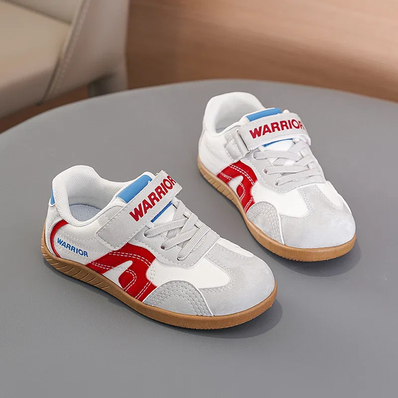 Детские повседневные кроссовки из синтетической кожи, White Gray Red, WARRIOR — фото 4
