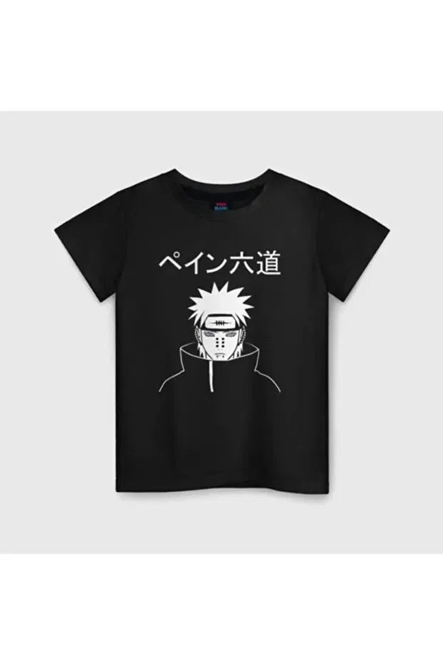Детская футболка с принтом Anime Payne Hieroglyphs Daxia, Siyah