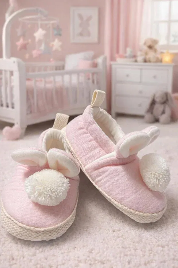 Детские пинетки для девочек хлопковые с помпонами Yukobaby Bebeğiniz Için En Doğalı, Pink
