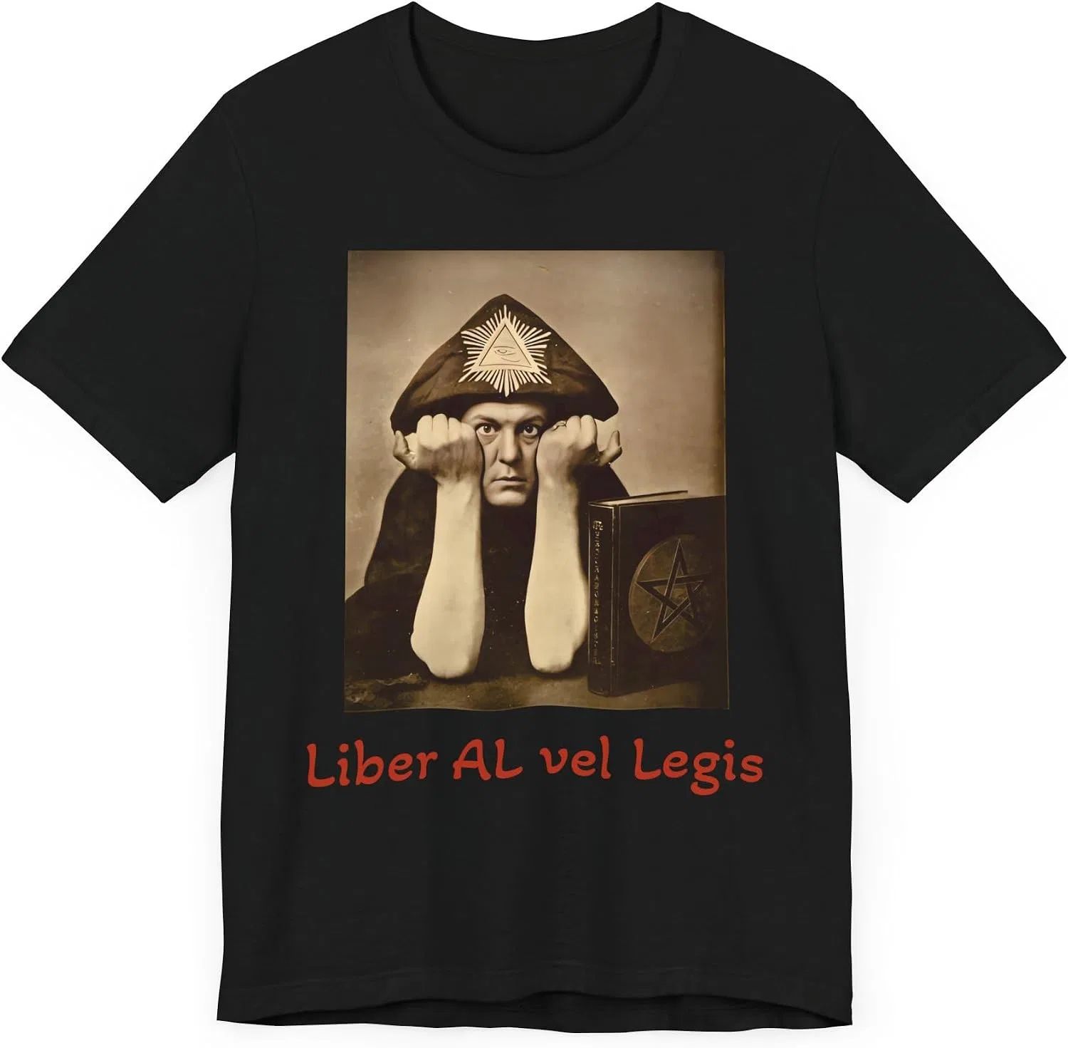Футболка с принтом Liber AL vel Legis Aleister Crowley, Black — фото 3