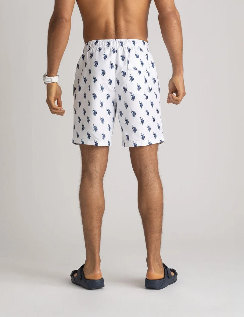 Мужские шорты для плавания U.S. Polo Assn. 7" All Over Logo Print, белый — фото 2