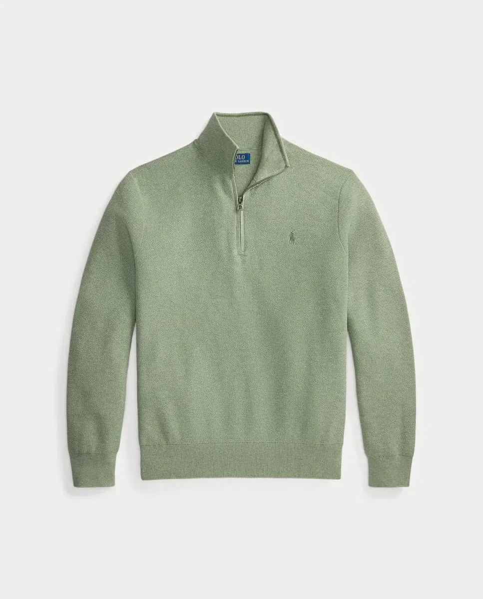 Мужской джемпер на полумолнии хлопковый Polo Ralph Lauren, Verde Claro — фото 4