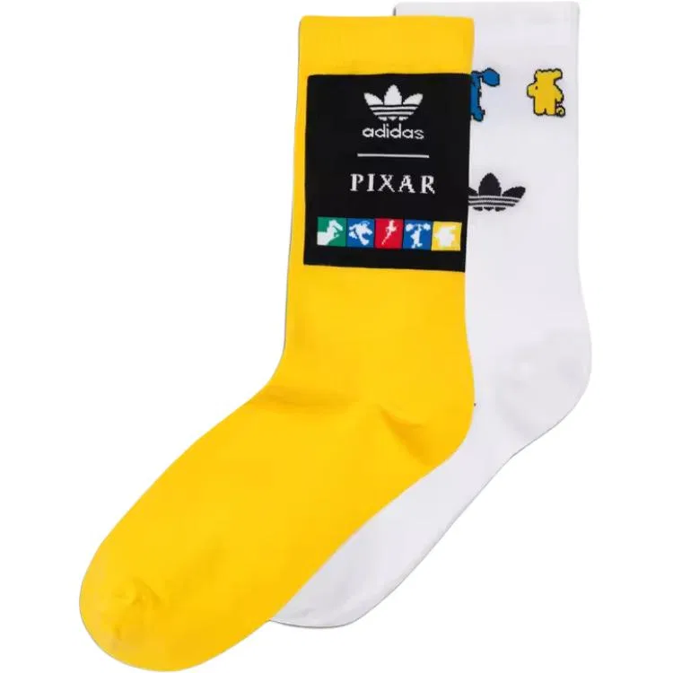Носки спортивные с принтом, комплект из 2 пар, Adidas Originals, White/Yellow — фото 2