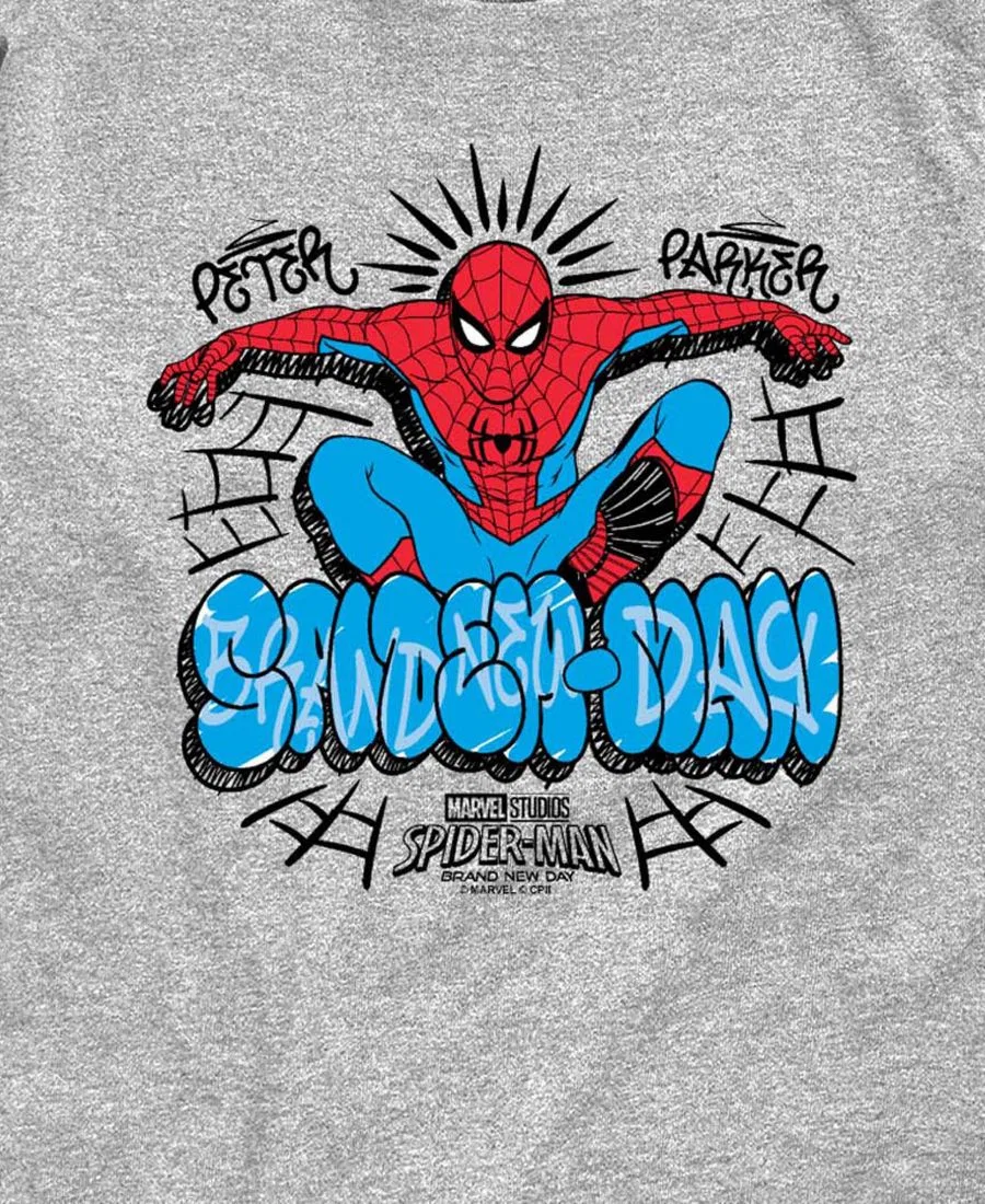 Футболка с принтом Spider-Man Brand New Day Peter Parker Marvel, Athletic Heather — фото 3