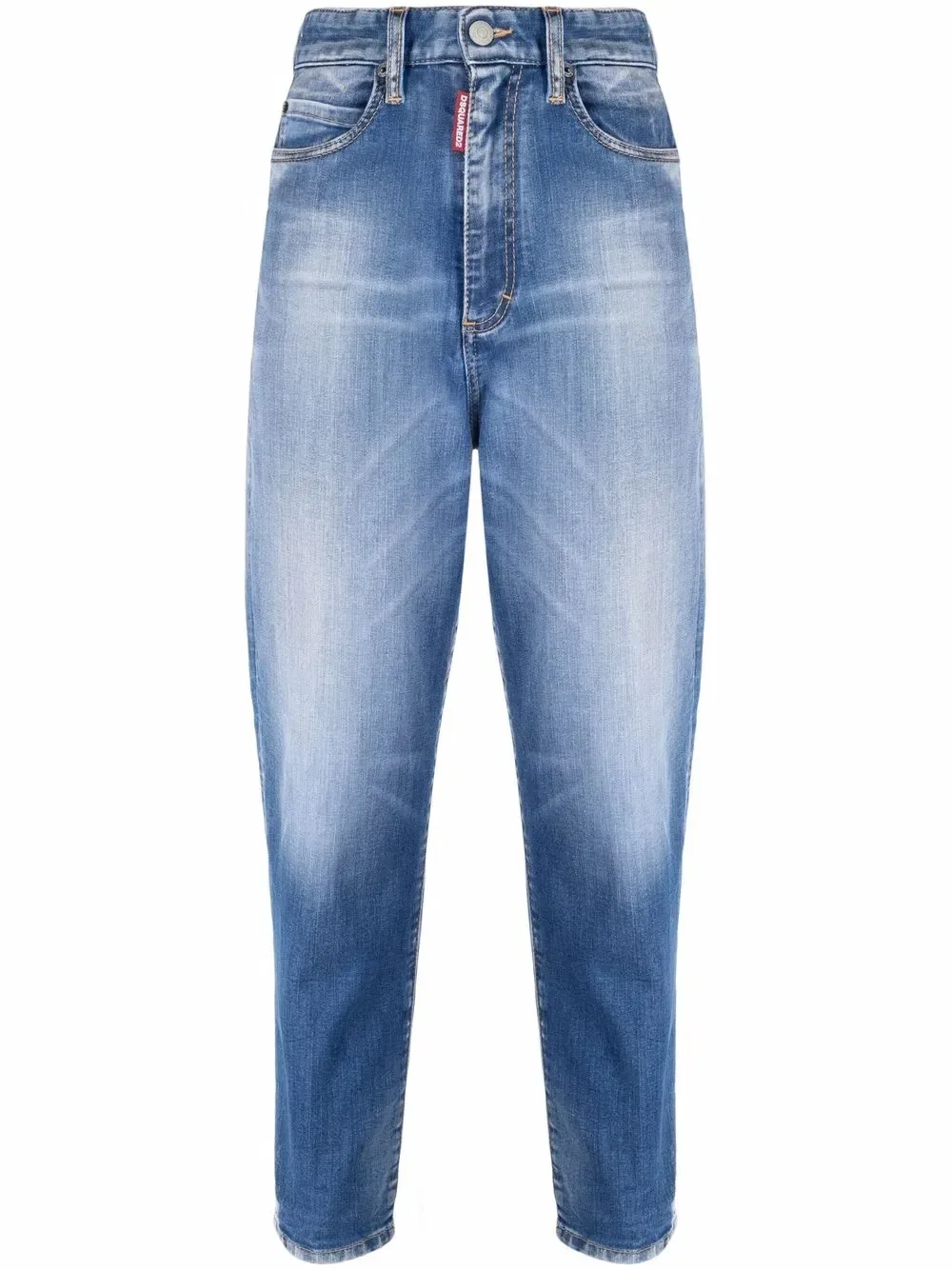 Джинсы Mom с эффектом пертости Dsquared2, синий