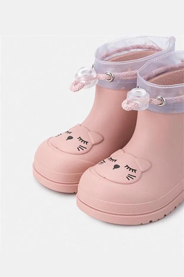 Детские резиновые сапоги для девочек с животным принтом Mendi gato Igor, Soft Pink — фото 3