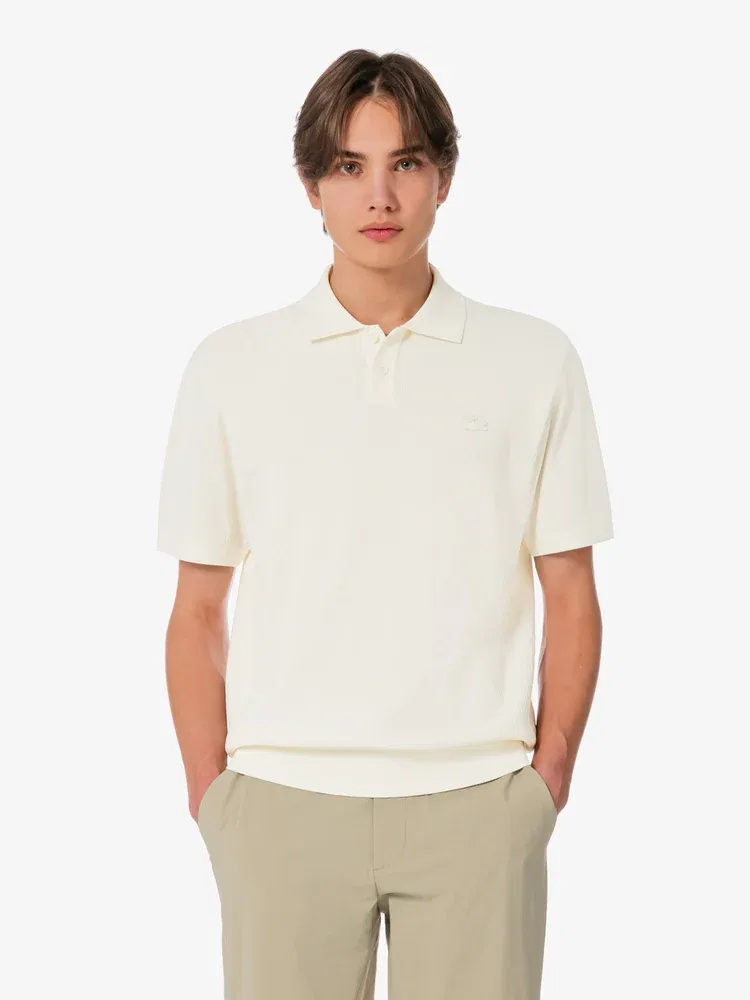 Мужское поло Lacoste, хлопок, белый