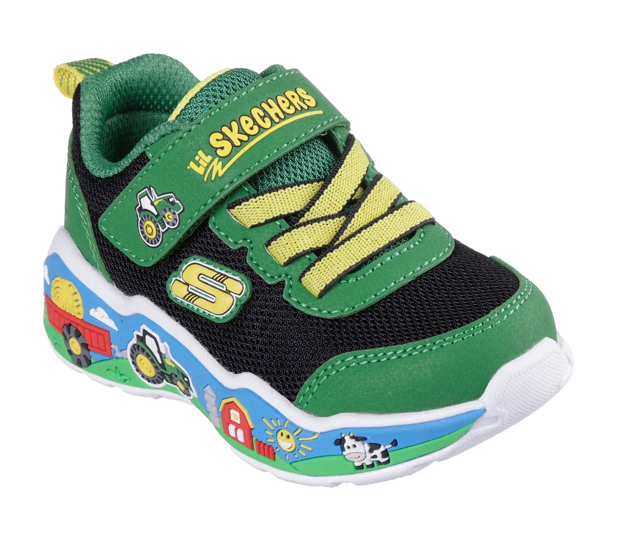 Детские кроссовки John Deere Play Scene - Barn-Squad Buddies Skechers, зелёный/черный — фото 4