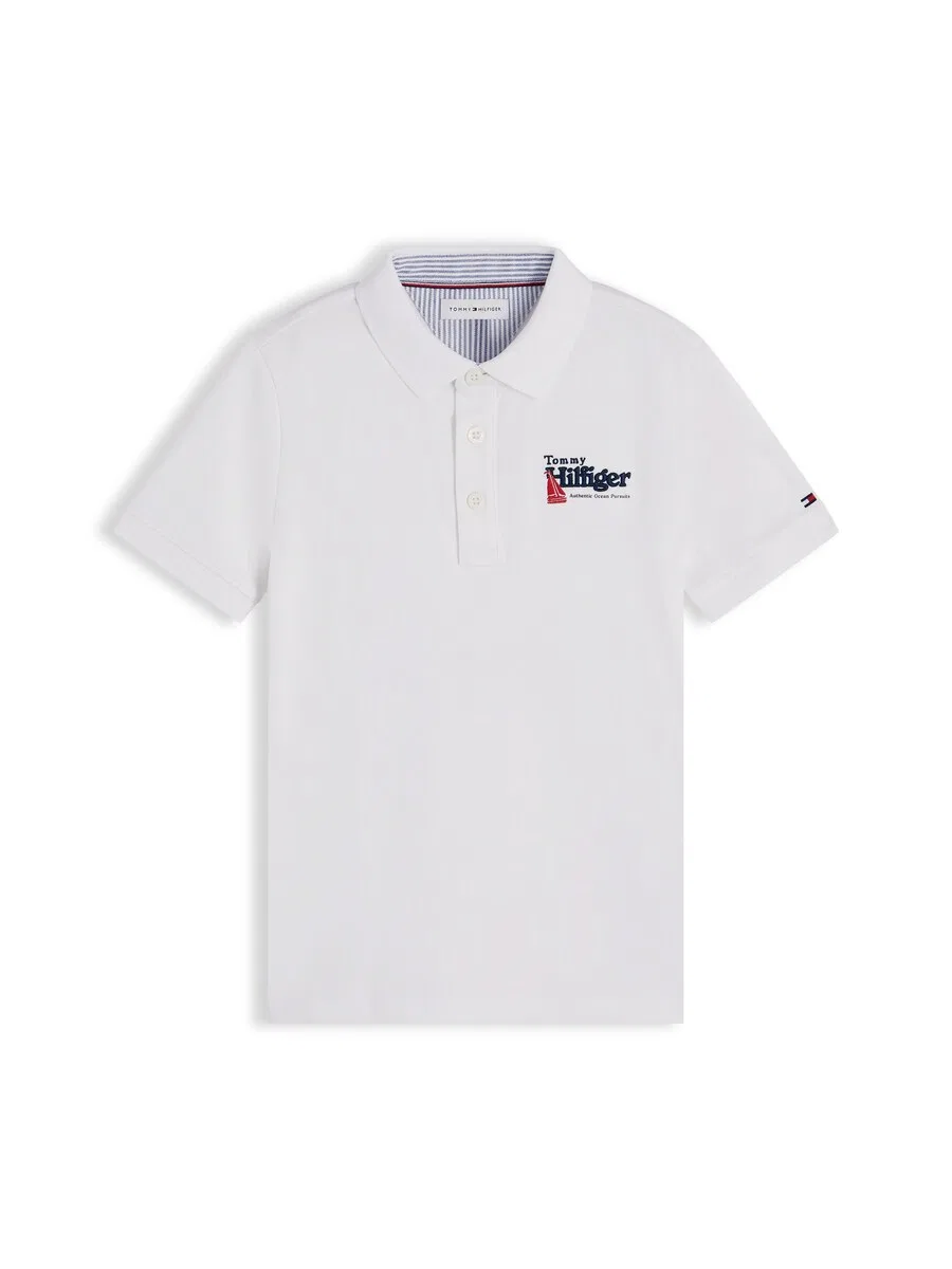 Рубашка TOMMY HILFIGER «Стандартный крой, графическая вышивка» белого цвета