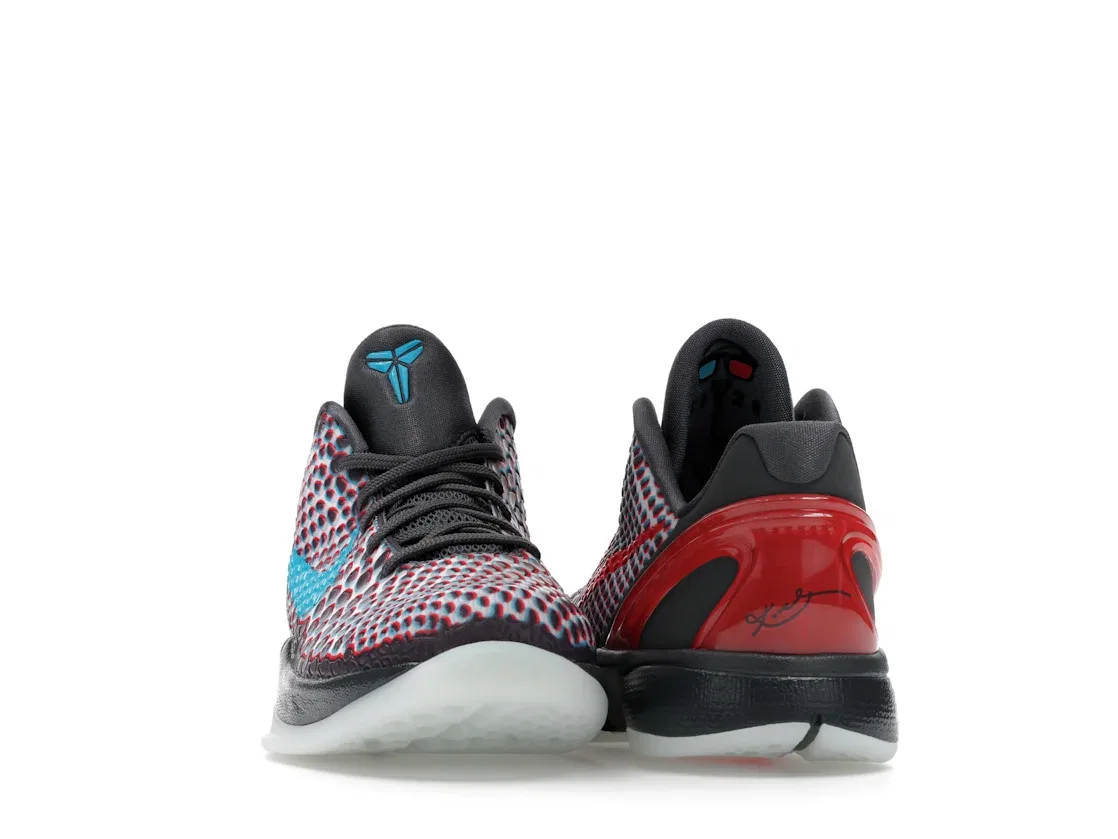 Детские кроссовки для мальчиков с контрастными акцентами Nike Kobe 6, Dark Grey/Chlorine Blue/Daring Red — фото 2