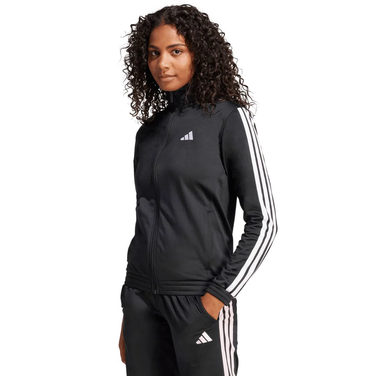 Женское быстро сохнущее худи Adidas Essentials Tricot 3-Stripes, Schwarz — фото 2