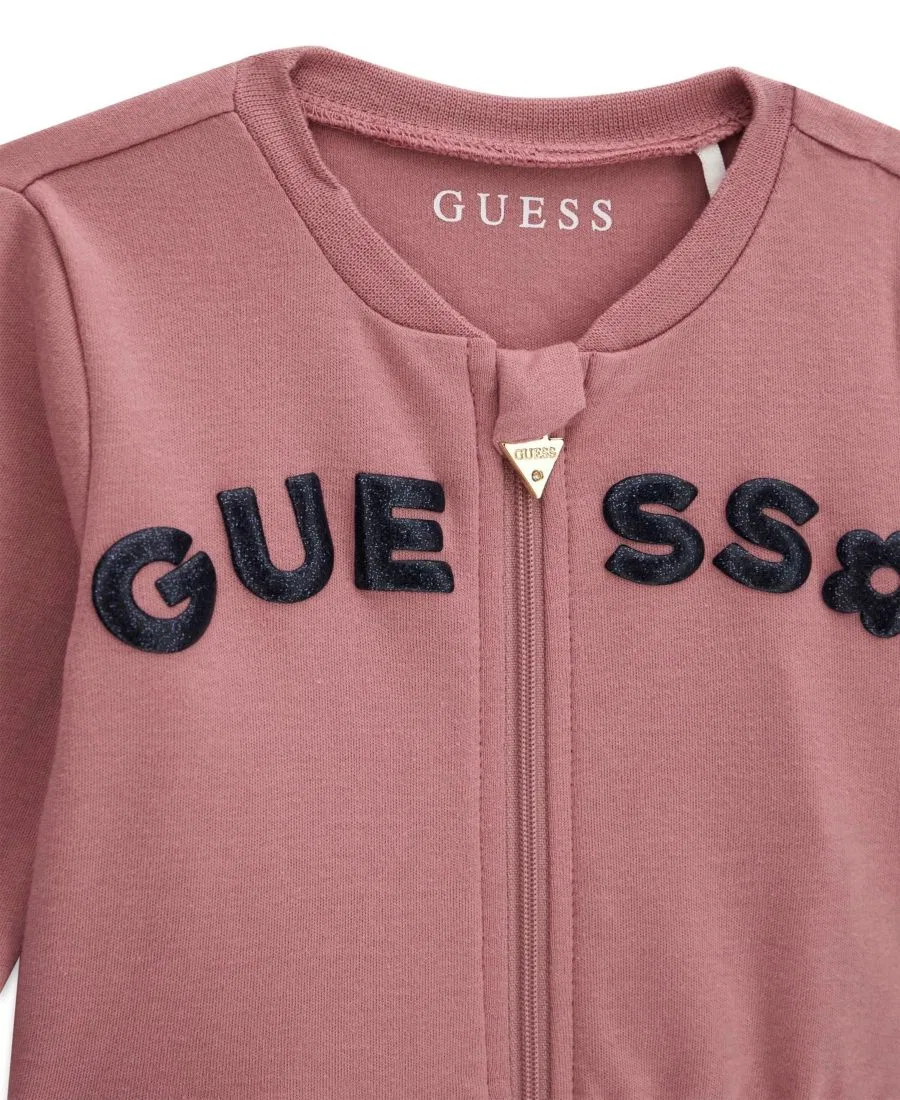 Комплект из 3 предметов: куртка на молнии, боди и брюки с вышитым логотипом GUESS, Dusty Pink — фото 4