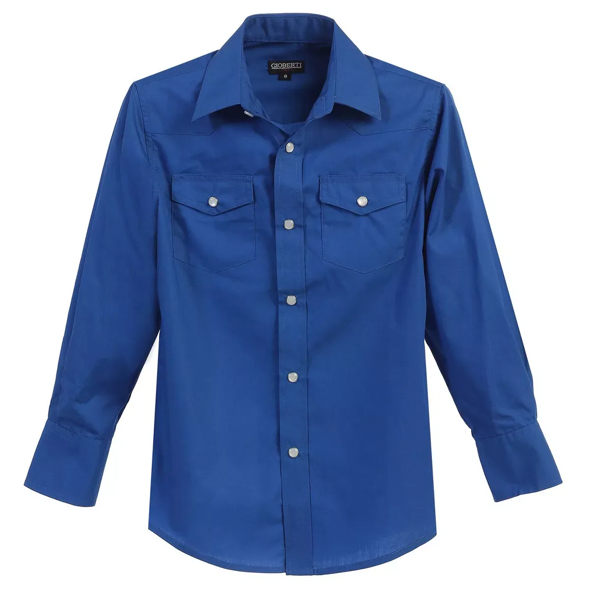 Детская рубашка с длинным рукавом с перламутровыми кнопками GIOBERTI, Royal Blue