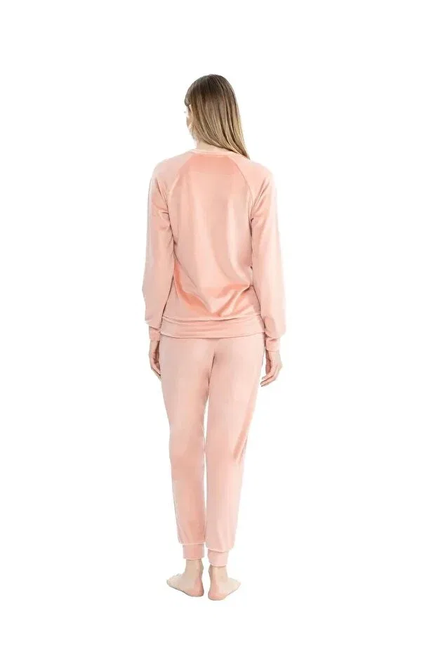 Женская пижама из вельвета с длинным рукавом U.S. Polo Assn., Salmon — фото 3