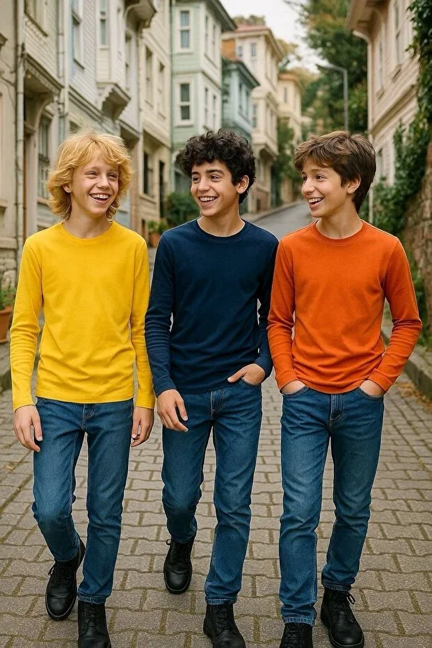 Детский комплект футболок с длинным рукавом 3-Piece super pack Cloise, Ek-4 (Pink/Blue/Orange)