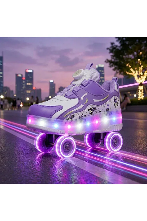 Детские кроссовки для мальчиков с узором Fun Led-Soled Roller Skates Rocky, Purple — фото 3