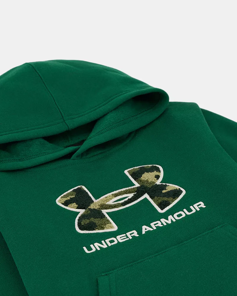 Худи из мягкого хлопкового флиса с логотипом из шенили UA Chenille Logo UnderArmour, Campus Ivy/Stone — фото 2