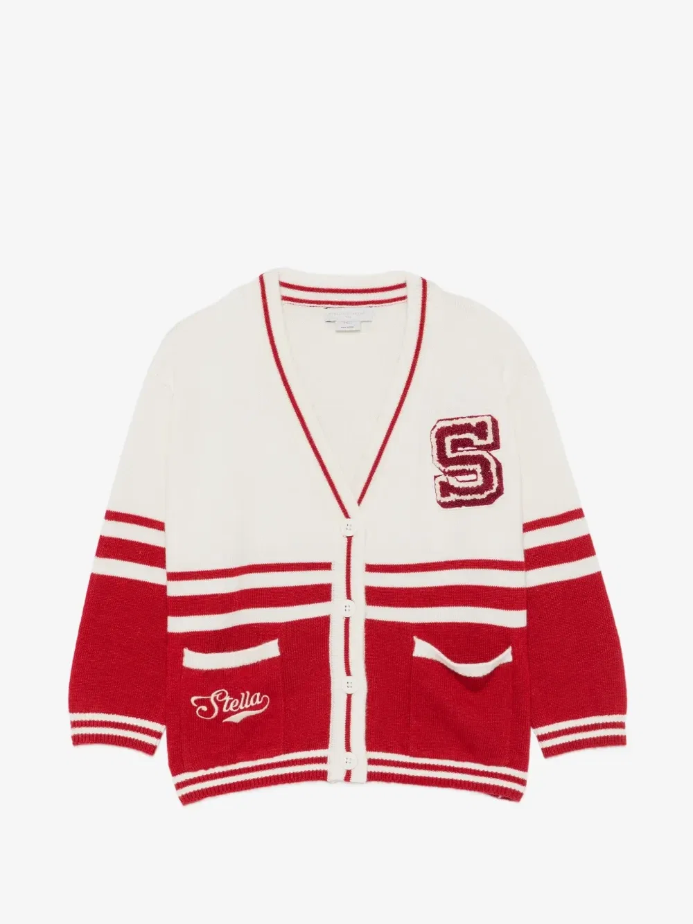 Кардиган в полоску с нашивкой-логотипом Stella McCartney Kids, белый