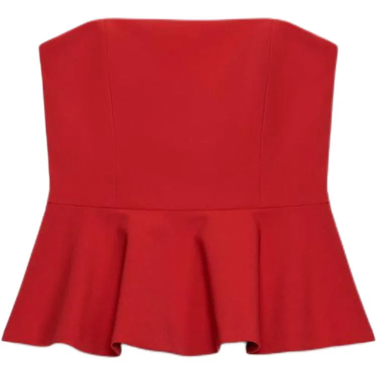 Женский топ без бретелек Dark Red ZARA, Темно-Красный