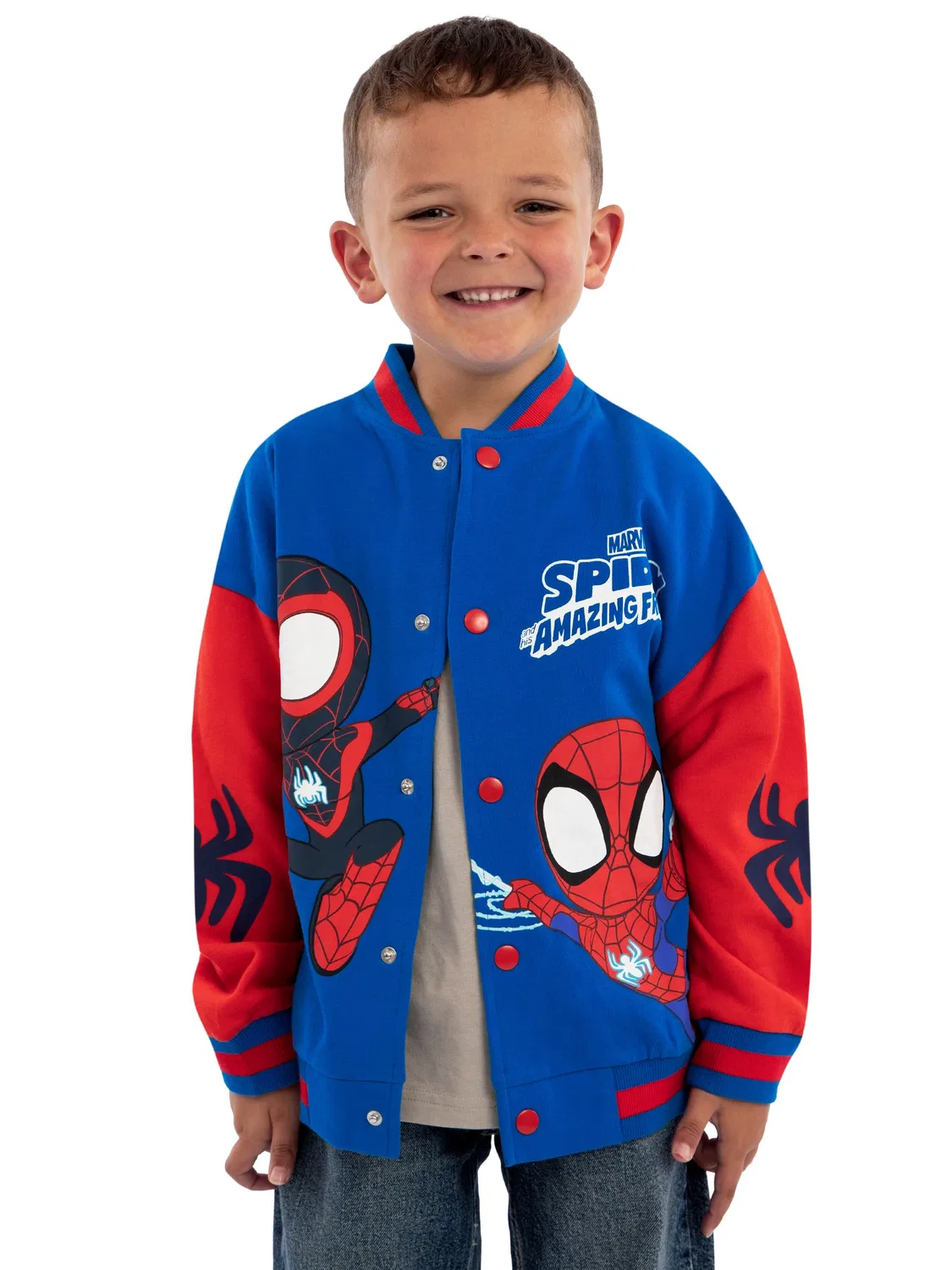 Бомбер с принтом Spidey, Spidey And His Amazing Friends Character, синий — фото 4