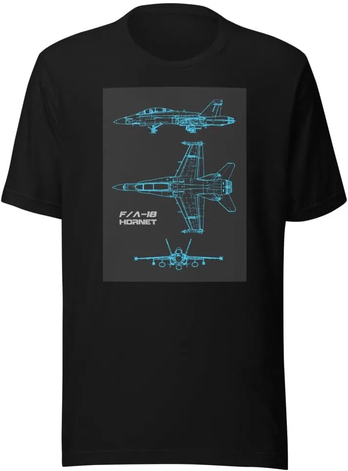 Мужская футболка с принтом F/A-18 Hornet, Black