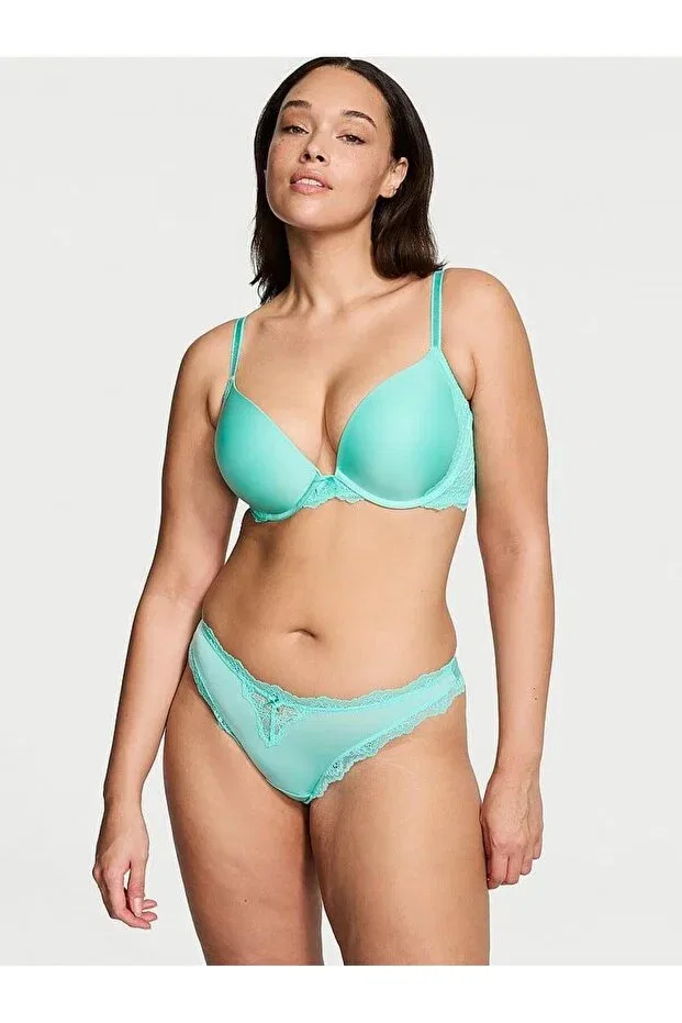 Женский бюстгальтер кружевной Smooth Lace Push-Up Bra Victoria'S Secret, Cyan — фото 3