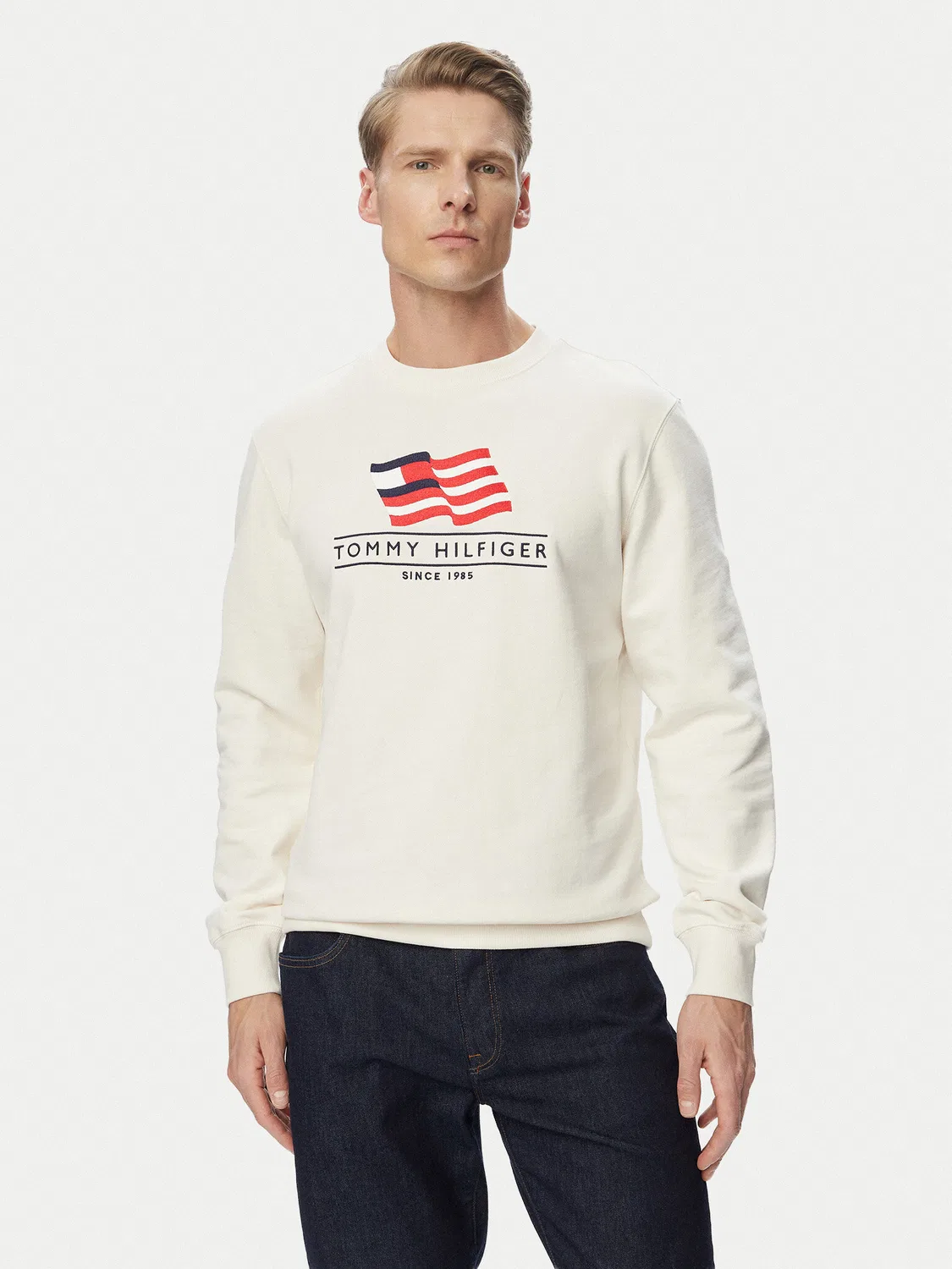 Мужская толстовка стандартного кроя Main Flag Tommy Hilfiger, светло-бежевый