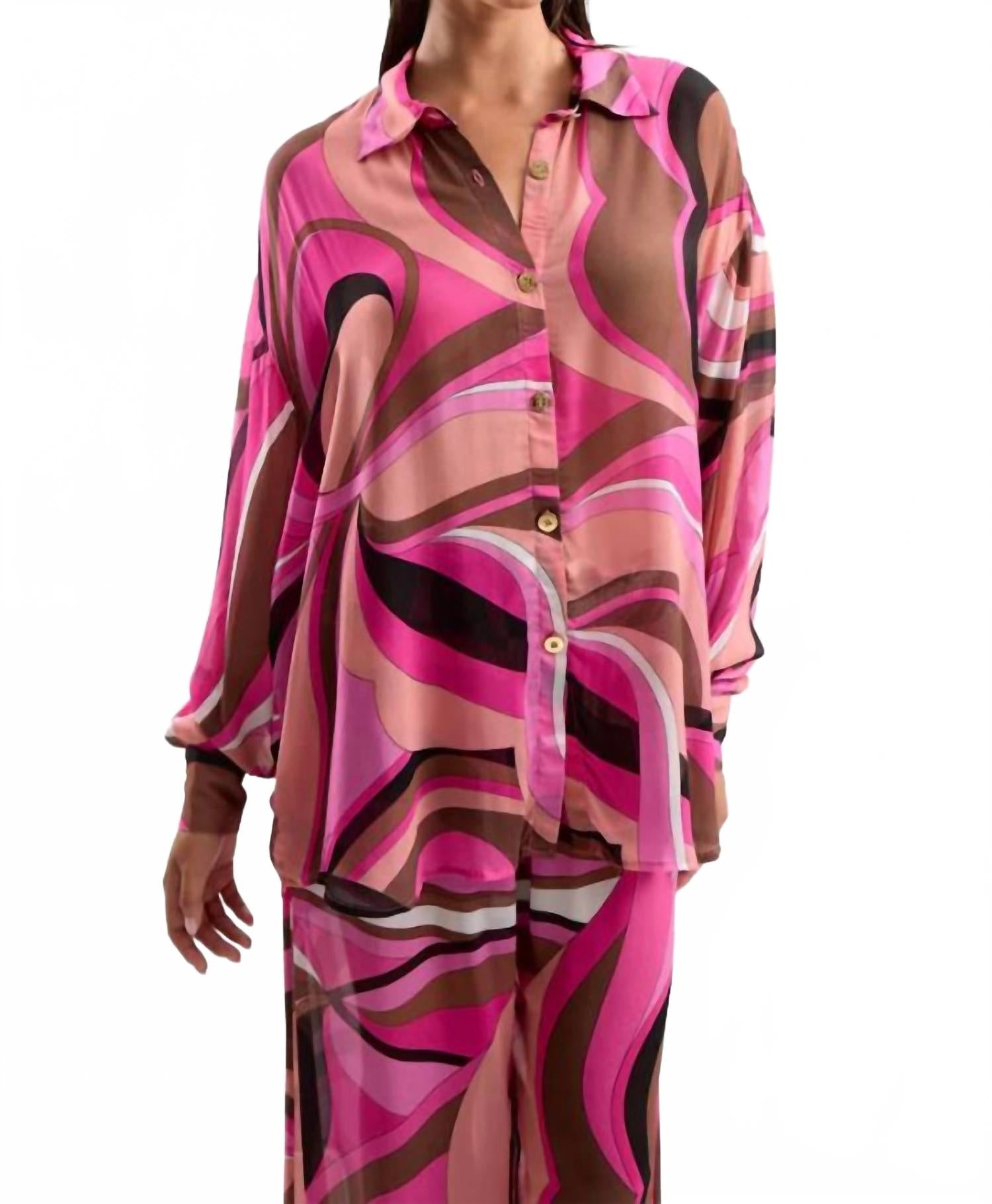 

Cin cin Рубашка с принтом Solace на пуговицах, цвет Dolce Pink