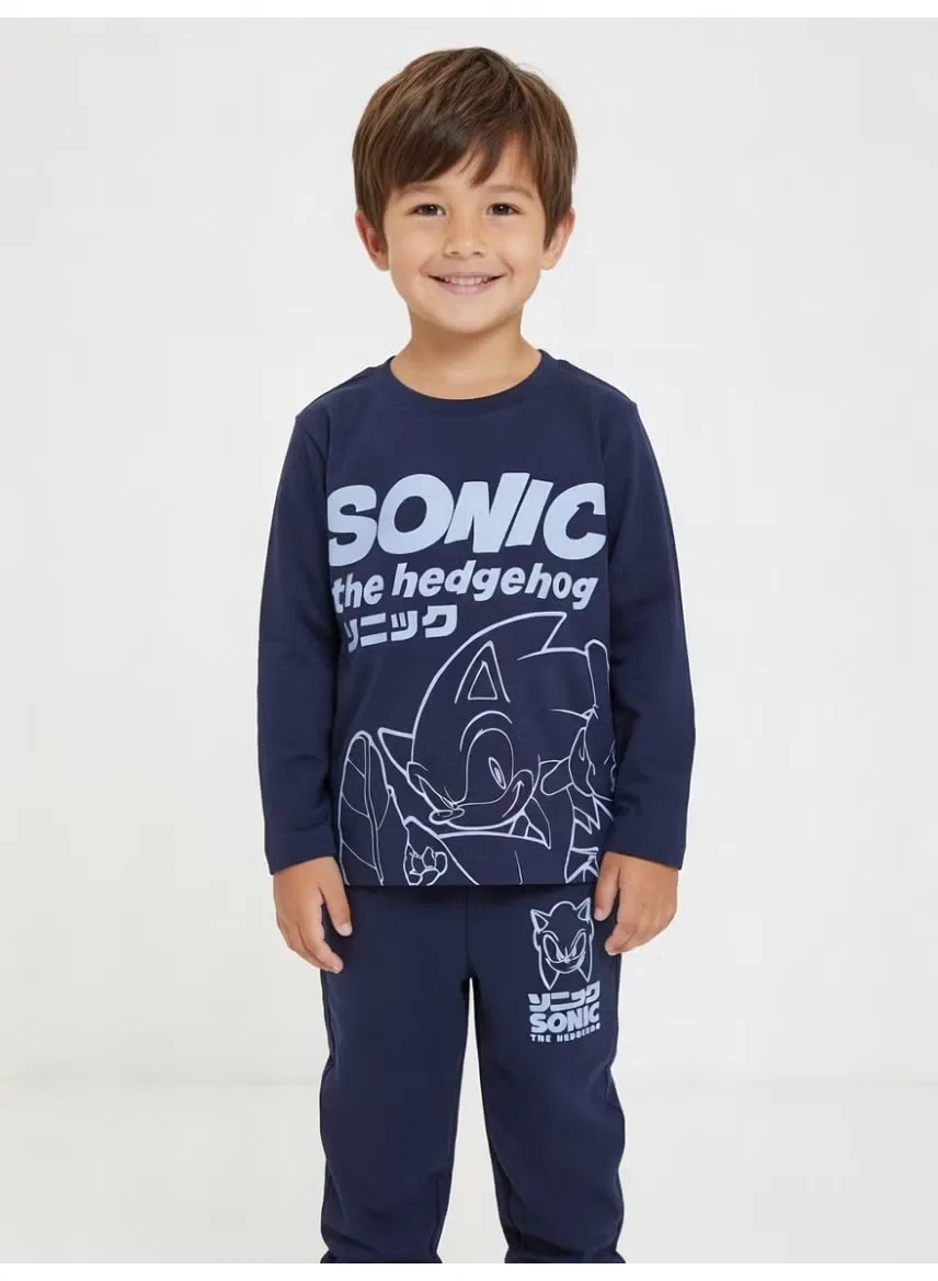 Комплект из футболки с длинным рукавом и штанов Sonic, темно-синий