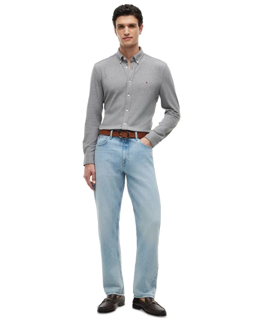 Рубашка с воротником на пуговицах, длинным рукавом, из хлопка Tommy Hilfiger, Medium Gray Heather — фото 2