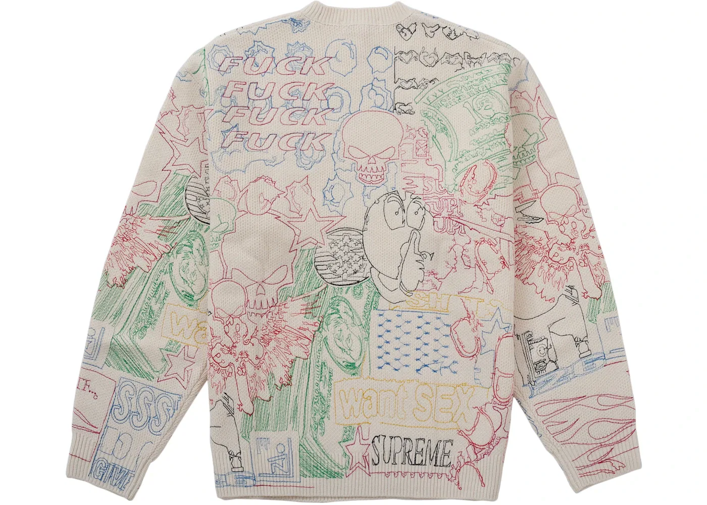 Мужской свитер с вышивкой Sweater Supreme, White — фото 2