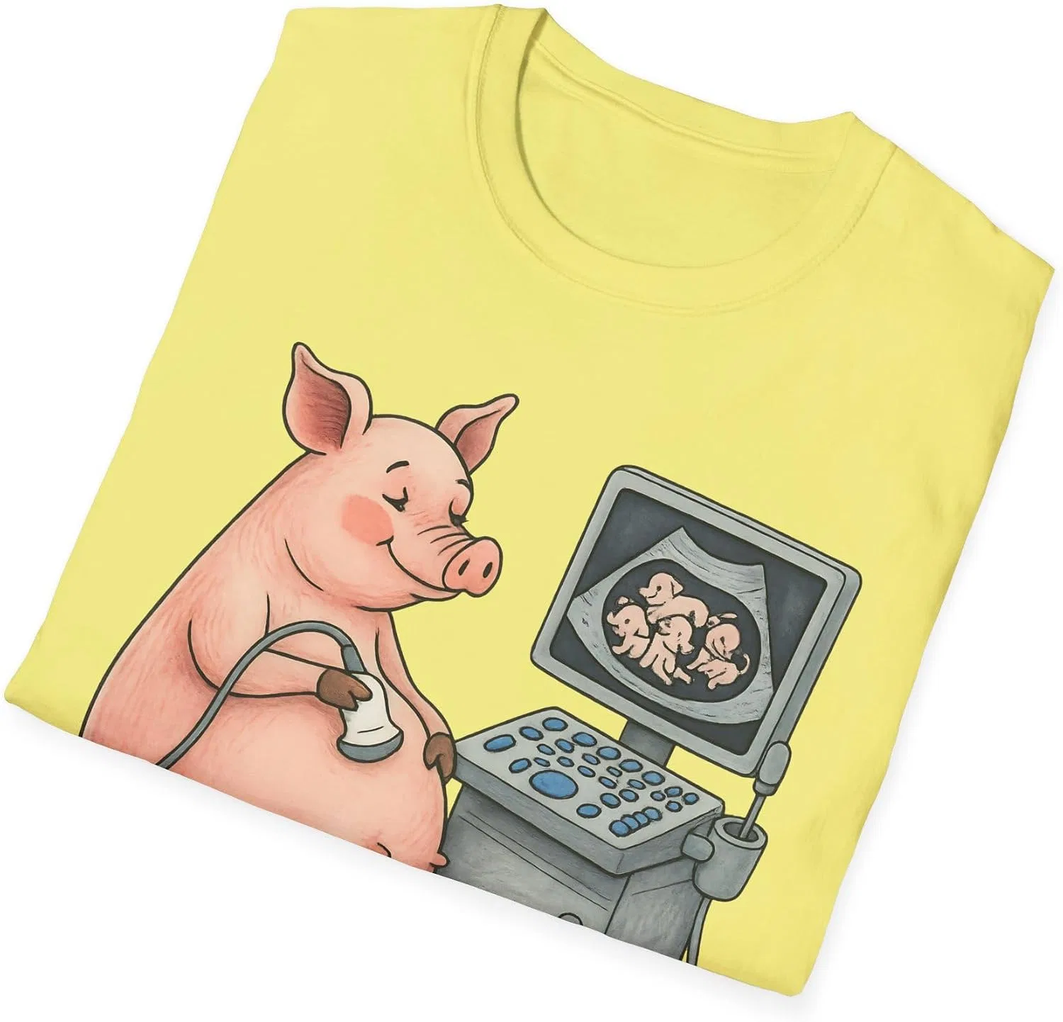 Женская футболка с принтом Pregnant Pig Ultrasound Shirt, Cornsilk — фото 2