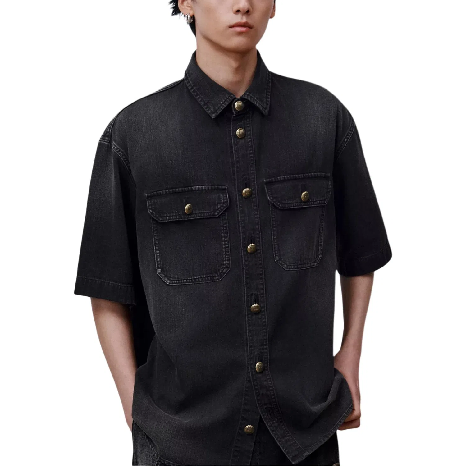 Мужская рубашка с лацканами Black Lapel Moderate DIOR, Black