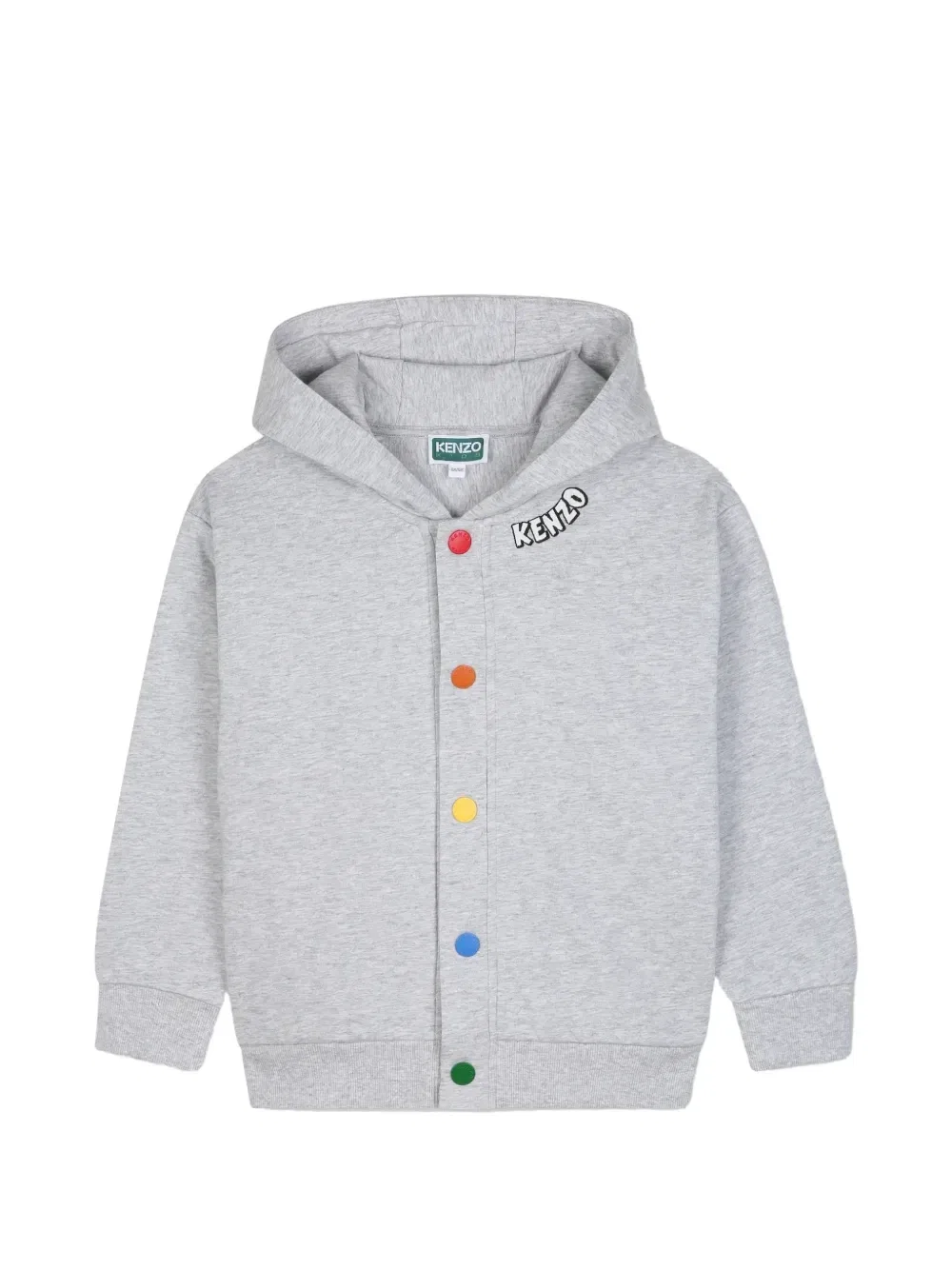 Худи с принтом логипа и нашивками Kenzo Kids, серый
