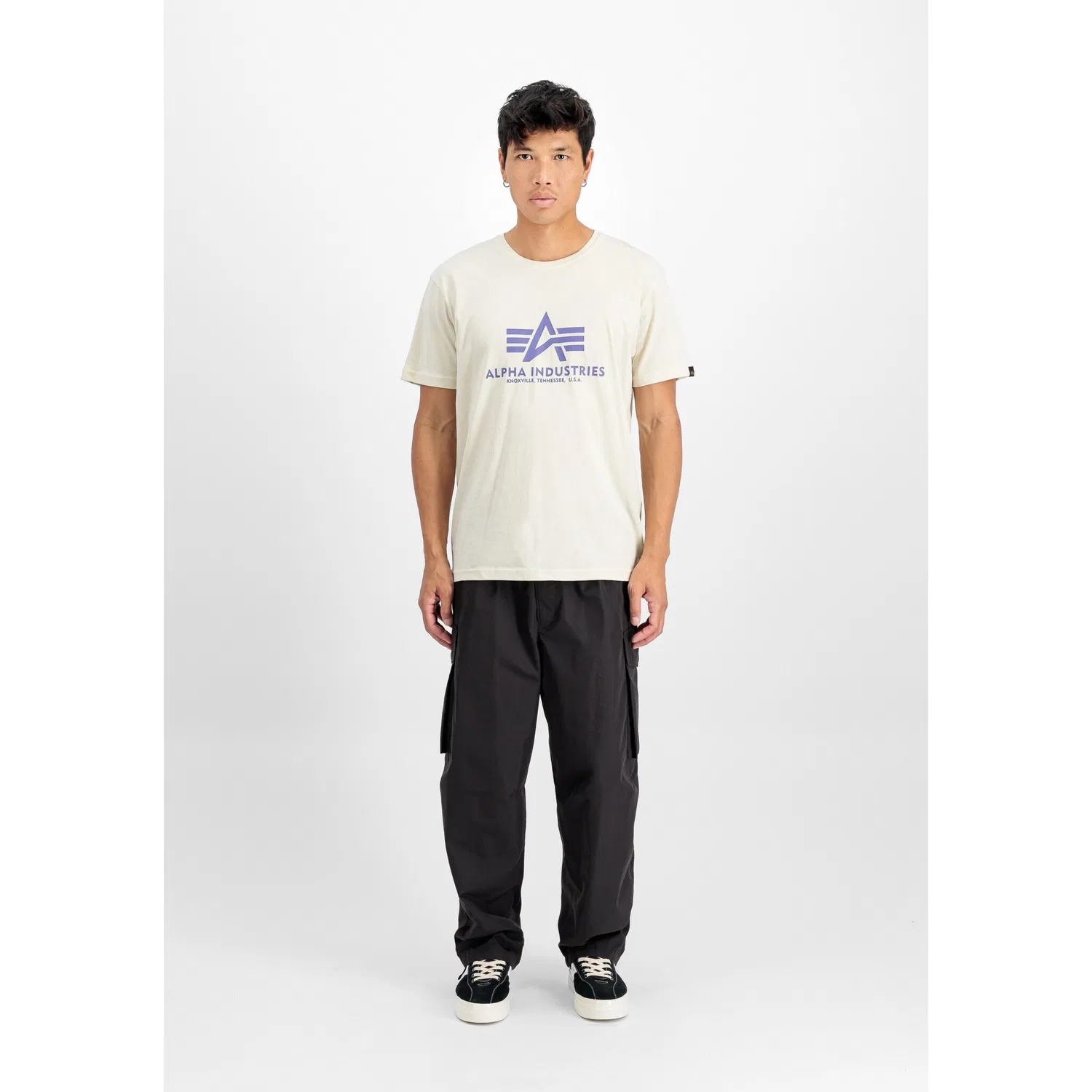 Детская футболка базовое Alpha Industries, Vintage White/Night Purple — фото 3